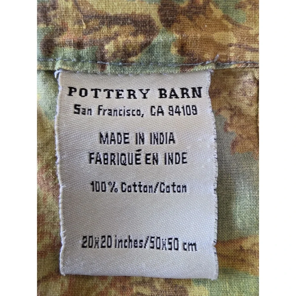 Pottery Barn Yellow Floral Cotton Napkin Set of 5 19in Made in India
